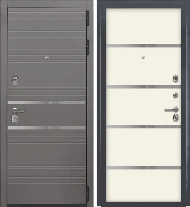 Входная дверь Страж 3К Х42 РЖ Софт Платина / Софт Милк