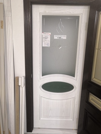 Дверное полотно Офелия Б 800*2000 Массив/ стекло с гравировкой