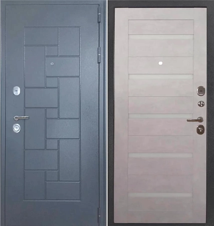 Входная дверь ДМ URBAN &quot;3К Царга бетон&quot; Серебро на черном / Бетон снежный