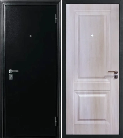 Входная дверь ДМ URBAN &quot;Элит Строй&quot; Серебро на черном / Дуб беленый